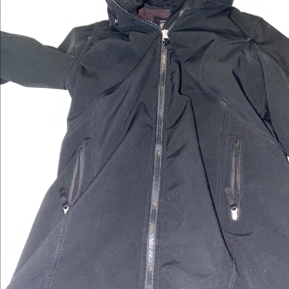 Women's Black Hooded Jacket trench coat removable hood